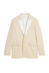 Blazer à col satiné en laine - Vanilla