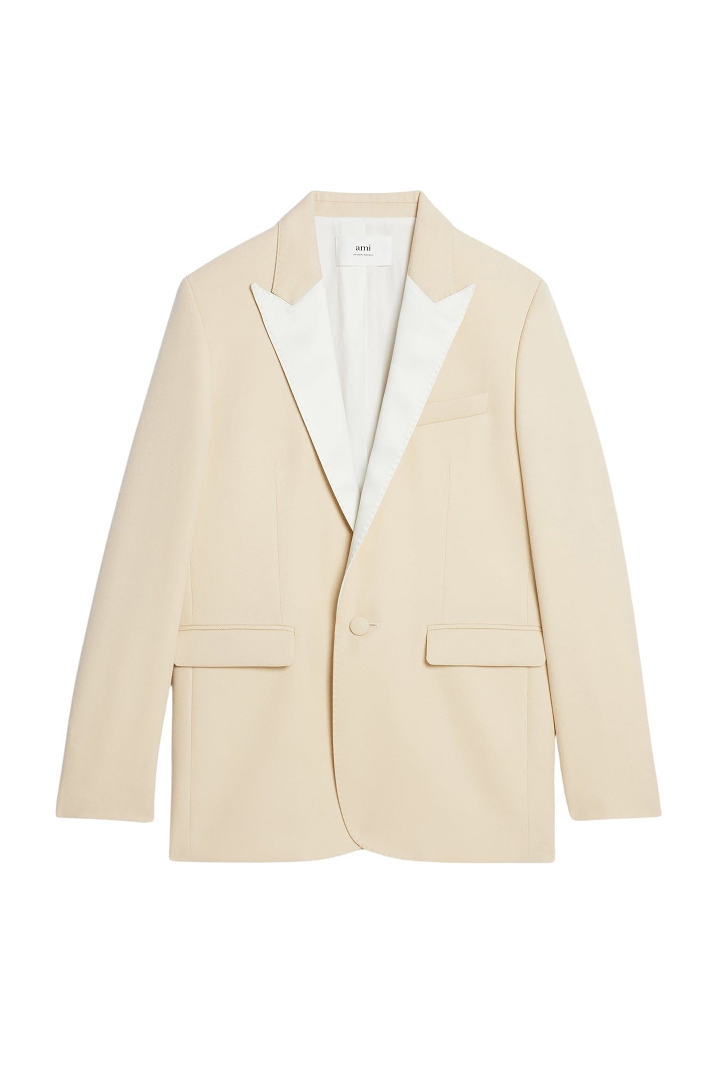 Blazer à col satiné en laine - Vanilla