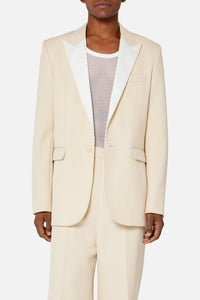 Blazer à col satiné en laine - Vanilla