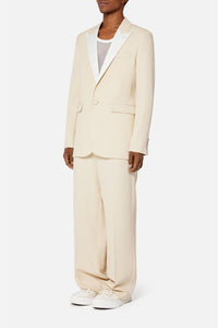 Blazer à col satiné en laine - Vanilla