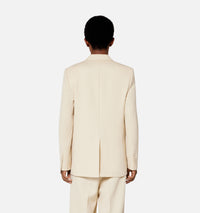 Blazer à col satiné en laine - Vanilla