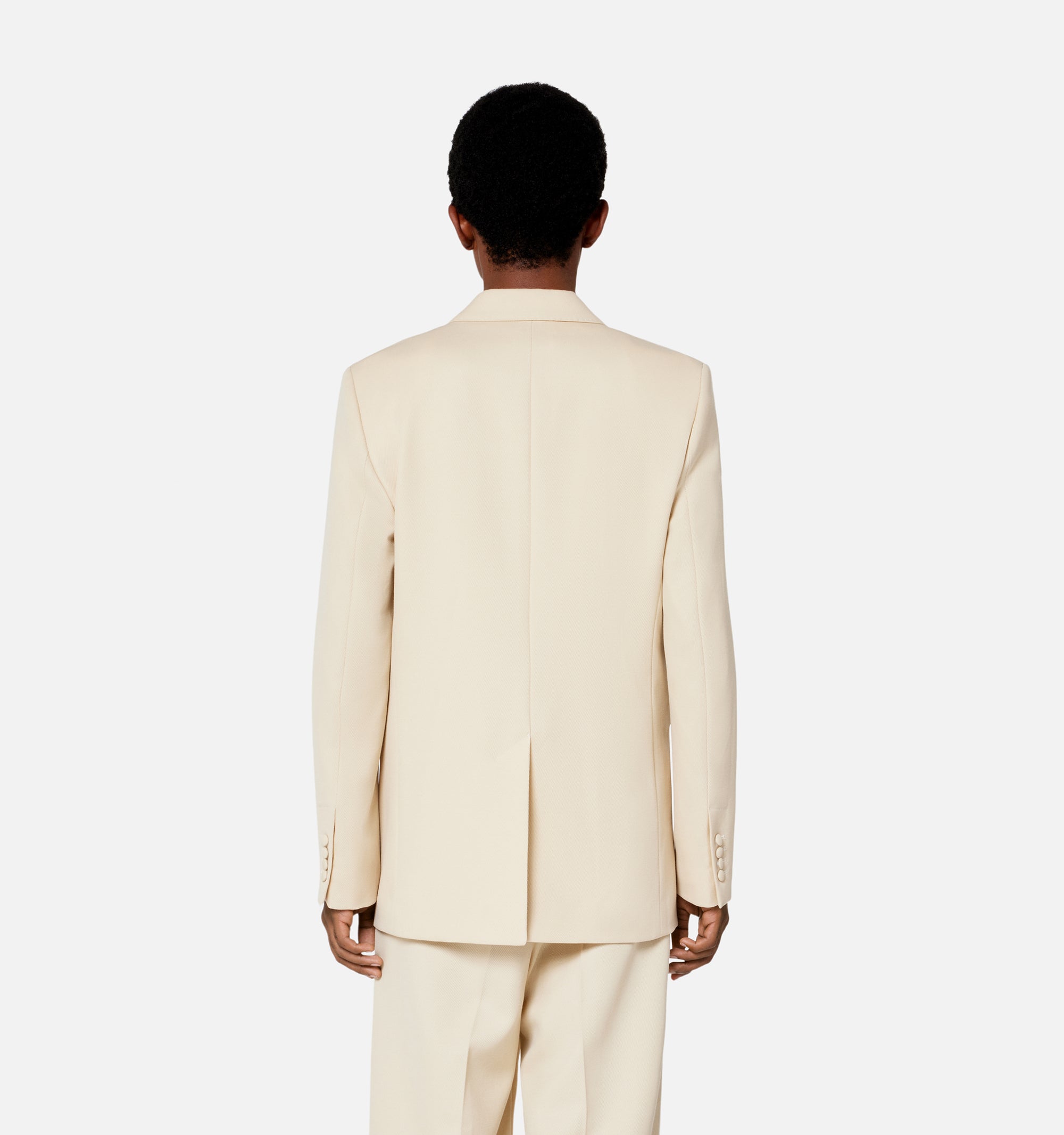 Blazer à col satiné en laine - Vanilla