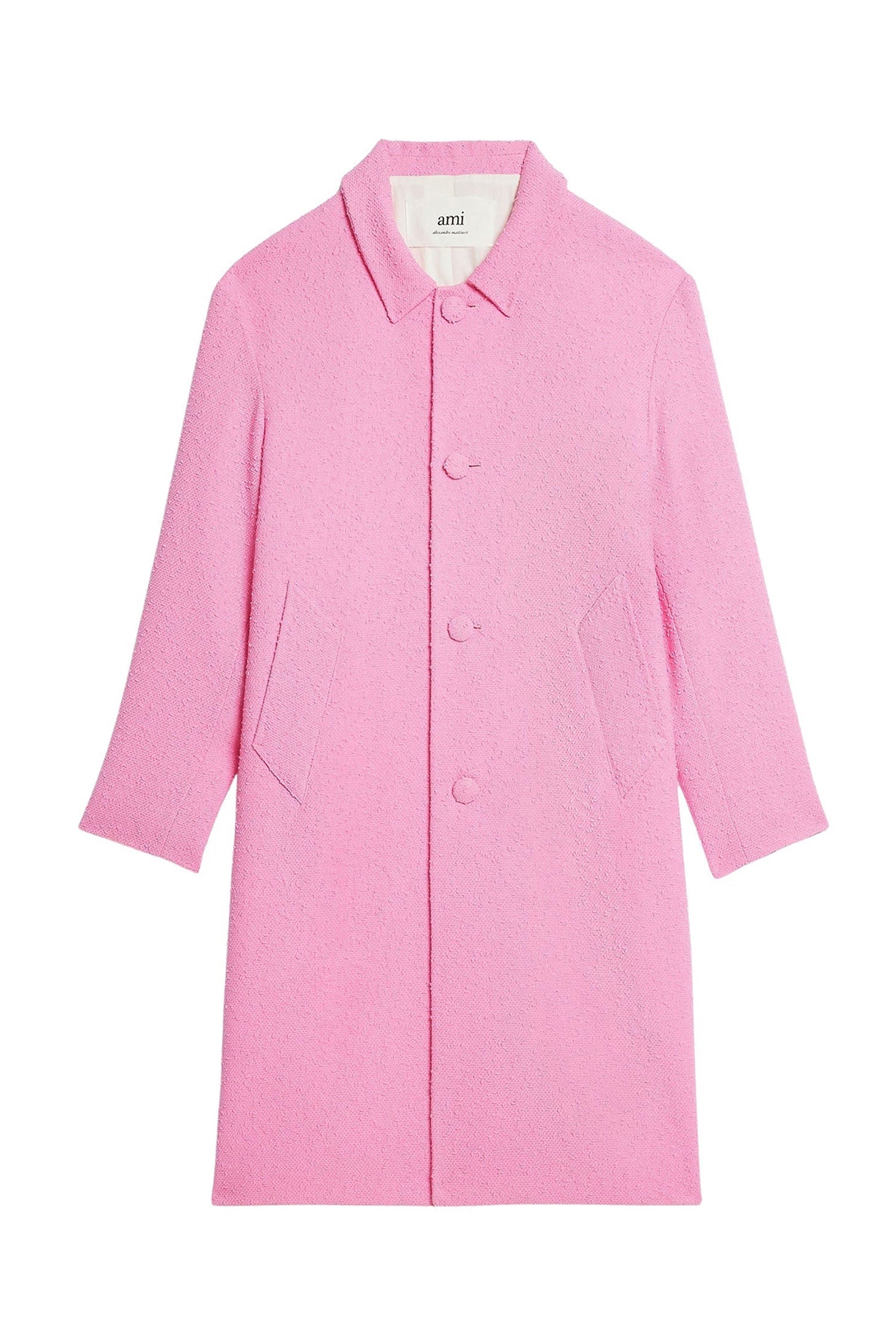 Manteau à coupe droite en laine - Candy Pink