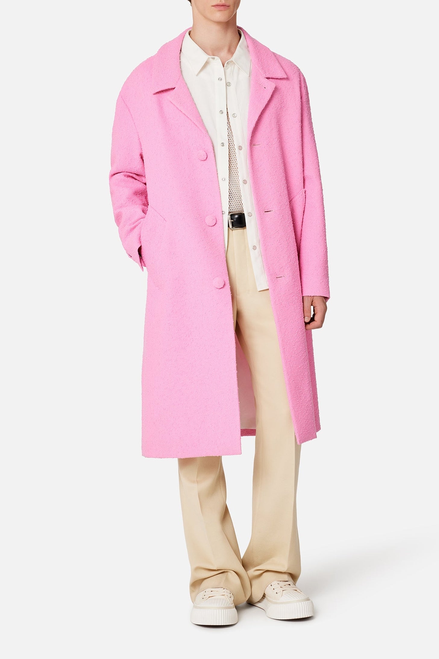 Manteau à coupe droite en laine - Candy Pink