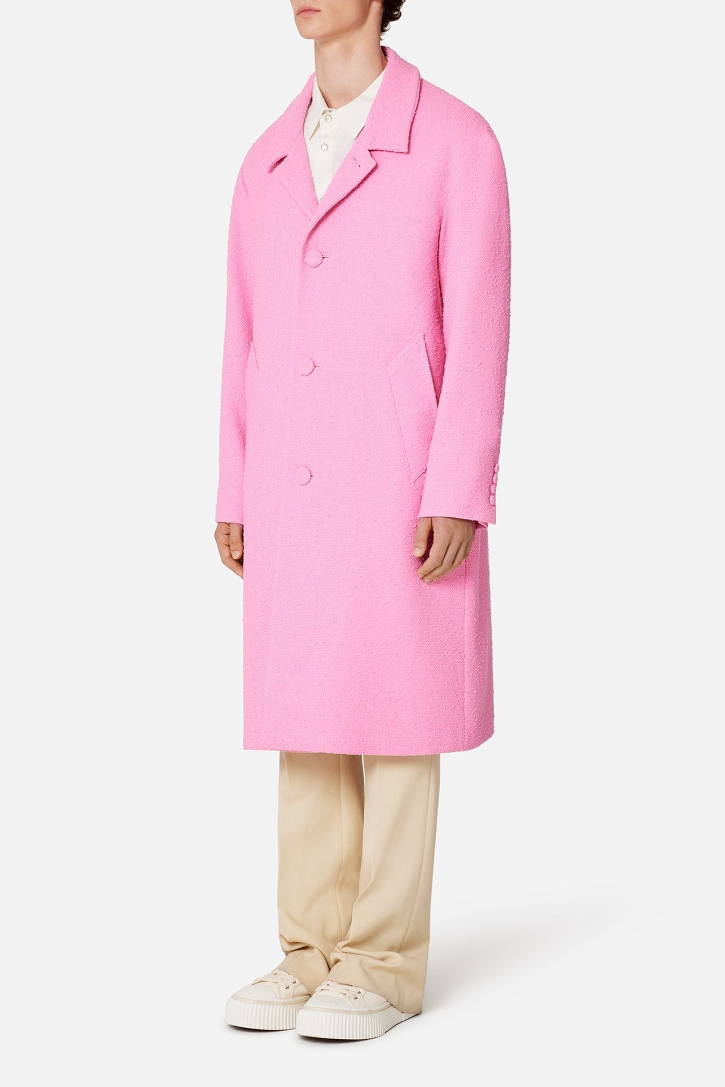 Manteau à coupe droite en laine - Candy Pink