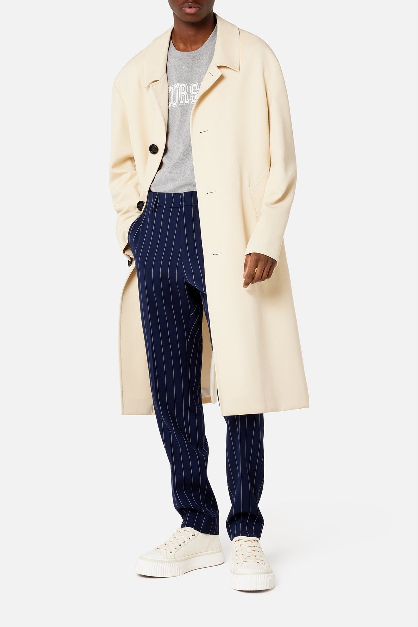 Manteau boutonné en laine - Vanilla