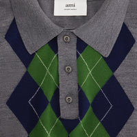 Pull à motif argyle en laine - Heather Grey & Navy & Green