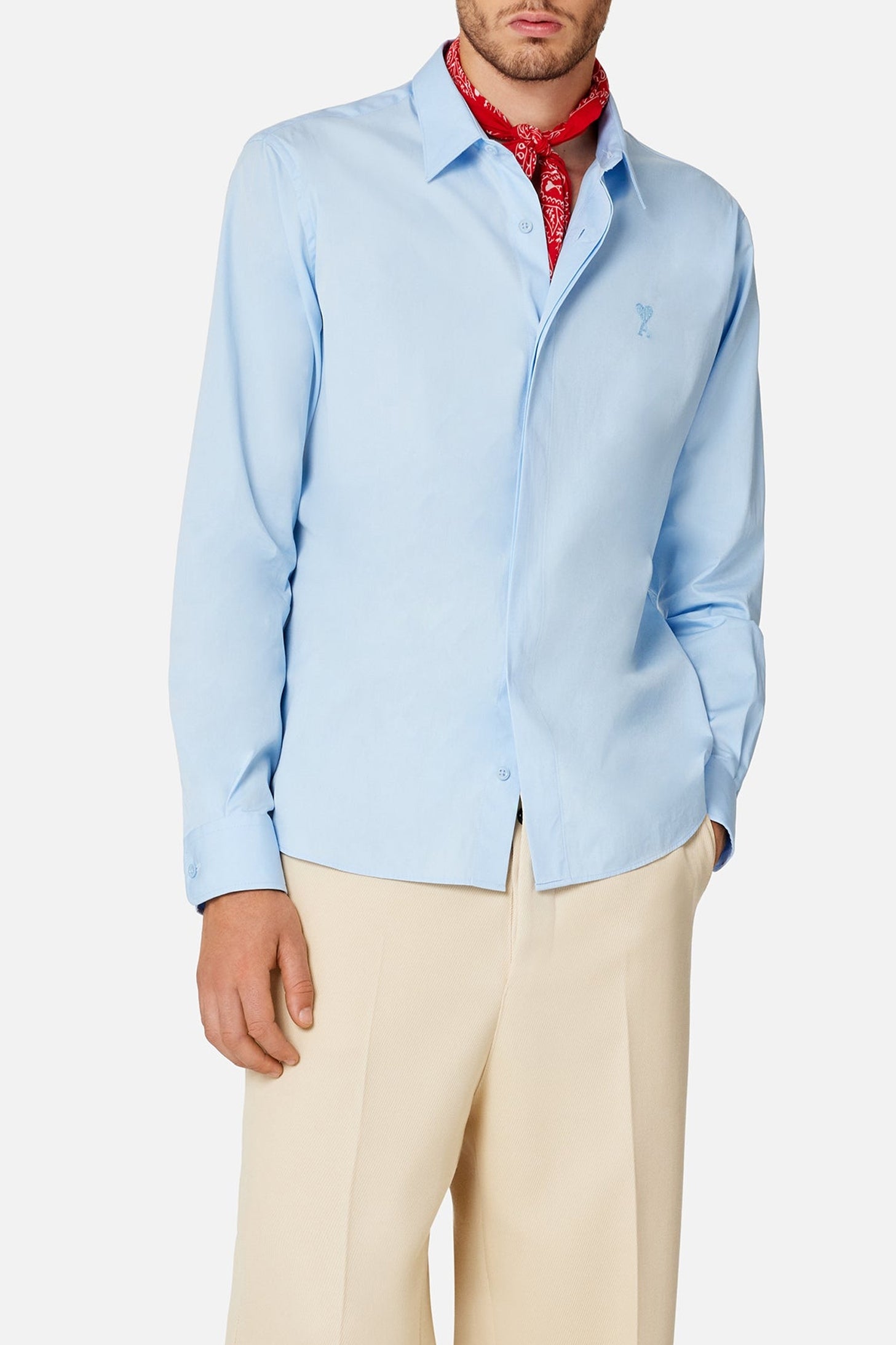 Chemise Ami de Cœur avec broderie ton sur ton - Sky Blue