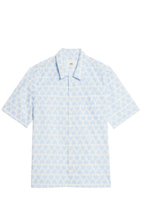 Chemise à manches courtes et col requin - Sky Blue & Natural White