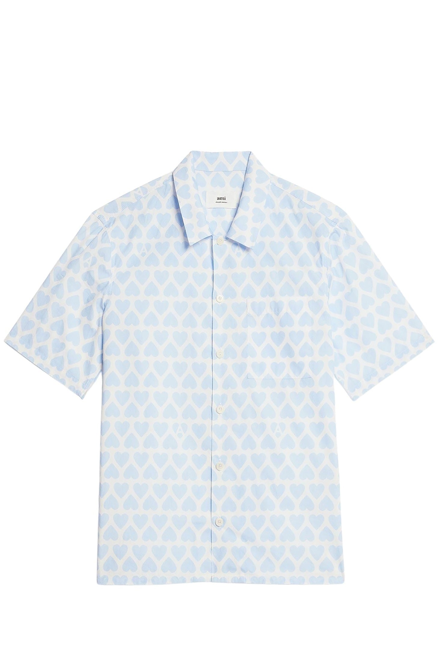 Chemise à manches courtes et col requin - Sky Blue & Natural White