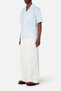 Chemise à manches courtes et col requin - Sky Blue & Natural White