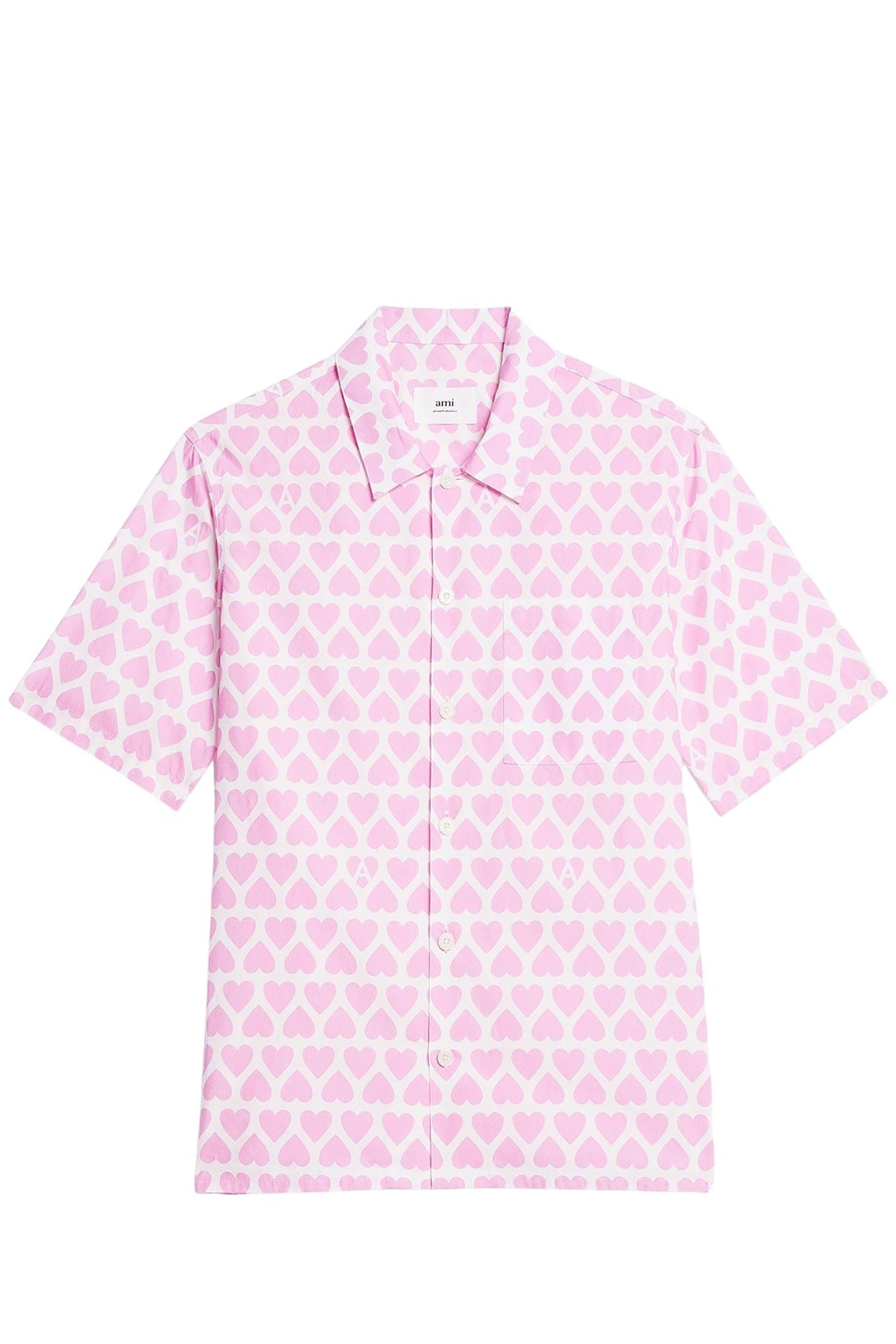 Chemise à manches courtes et col requin - Candy Pink & Natural White
