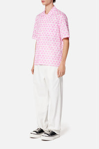 Chemise à manches courtes et col requin - Candy Pink & Natural White