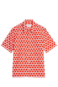 Chemise à manches courtes et col requin - Scarlet Red & Natural White