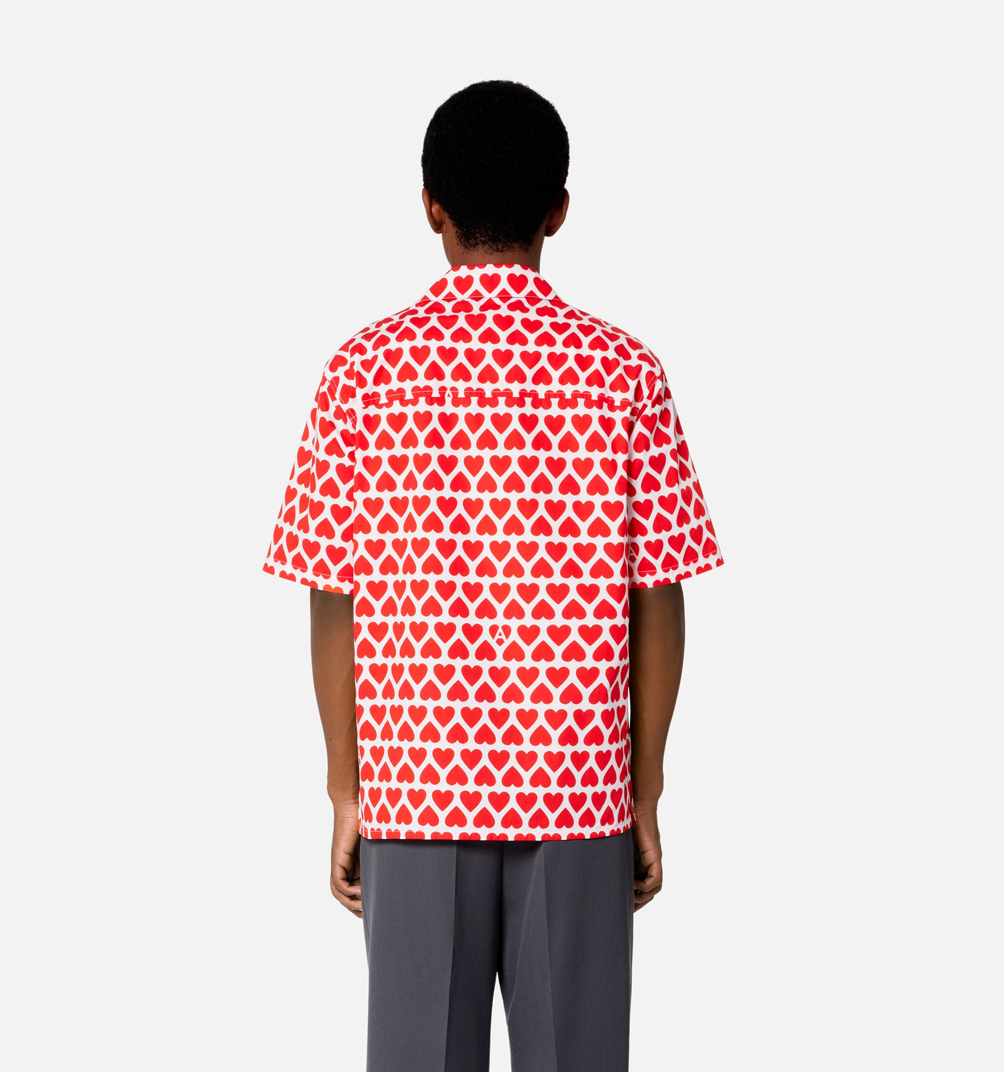 Chemise à manches courtes et col requin - Scarlet Red & Natural White