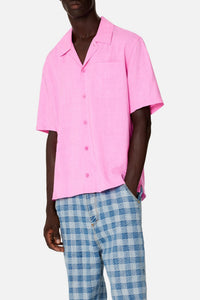 Chemise à manches courtes et col requin - Candy Pink