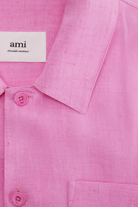 Chemise à manches courtes et col requin - Candy Pink