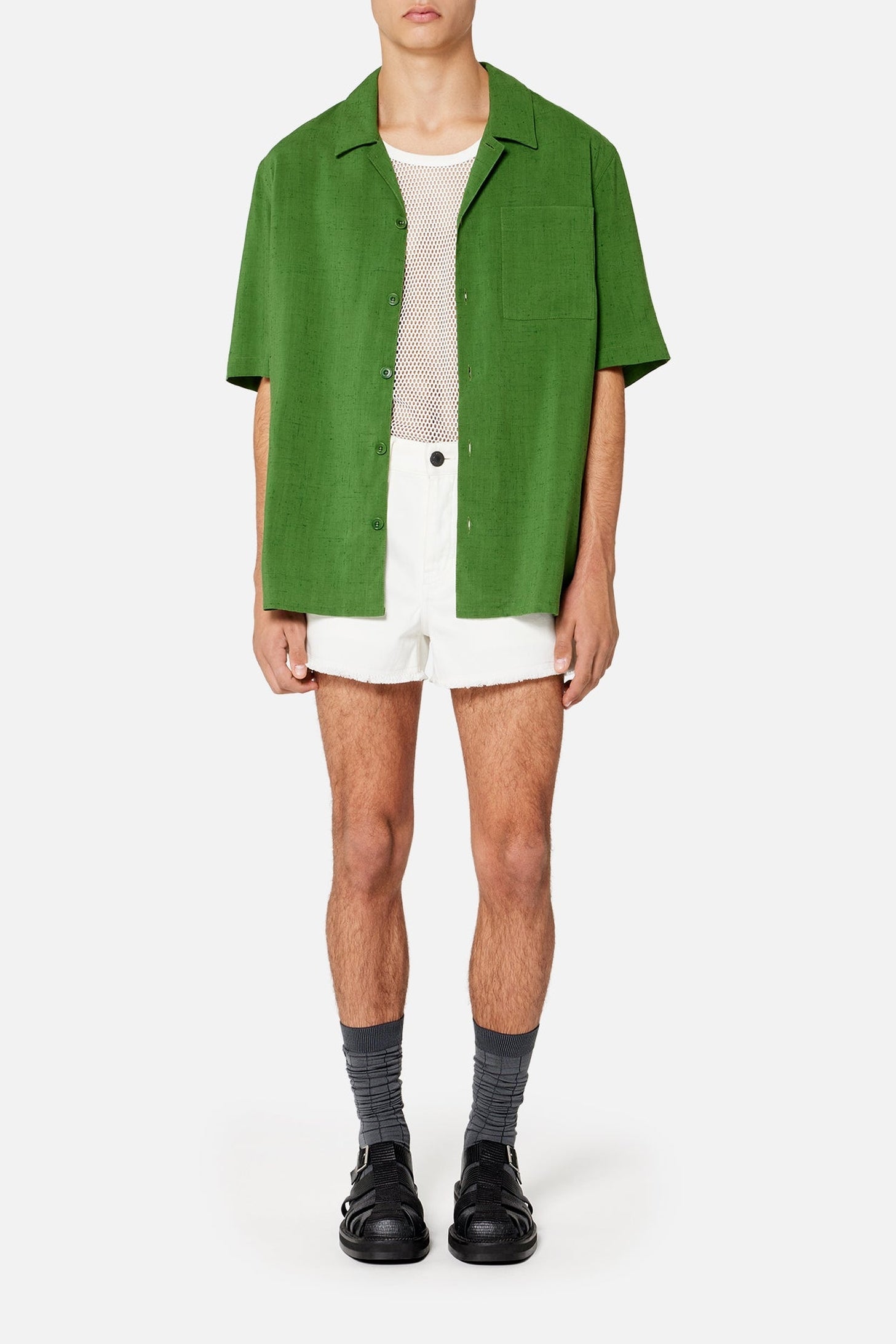 Denim frayed shorts - Natural White