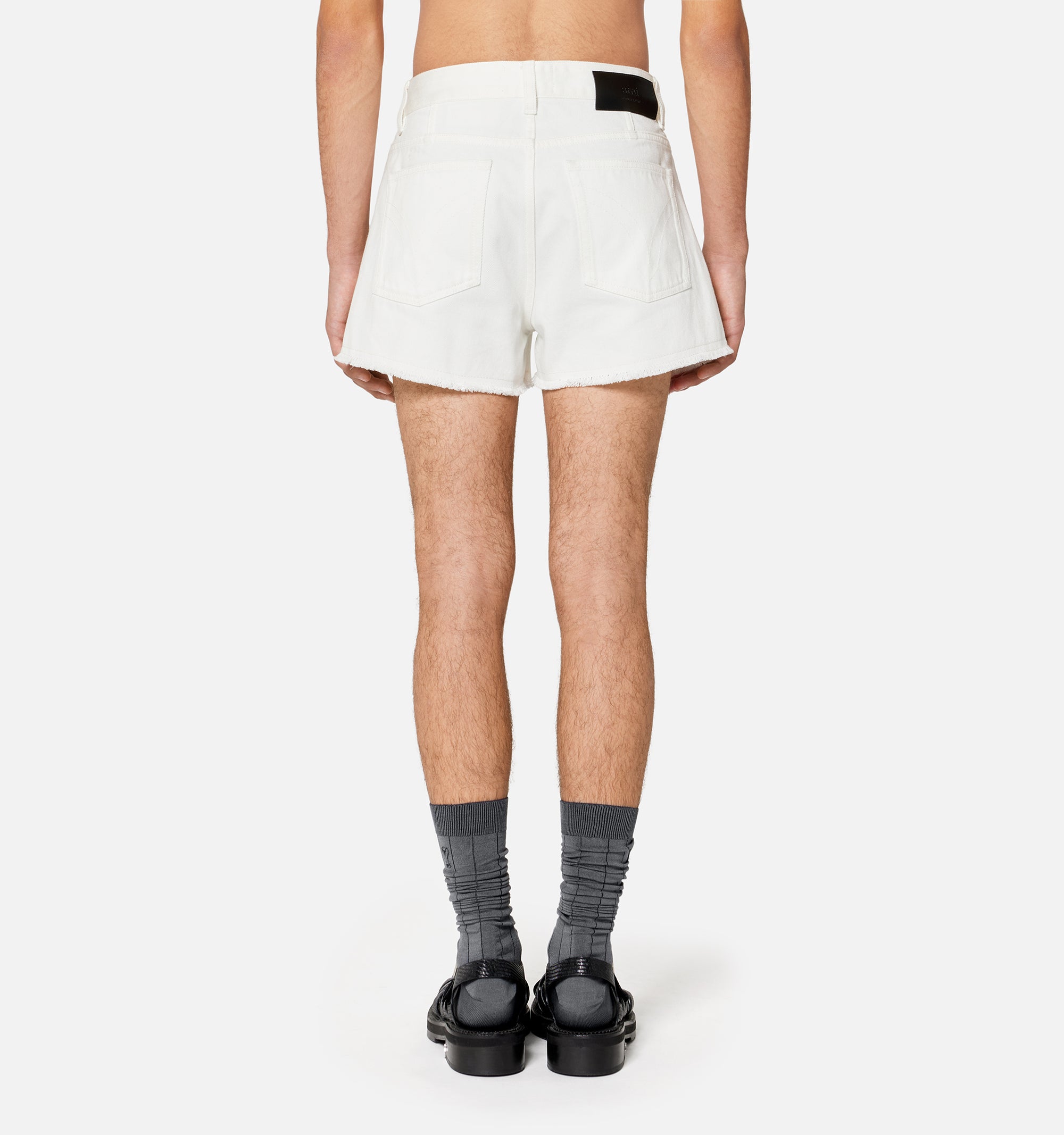 Short effiloché en denim - Natural White
