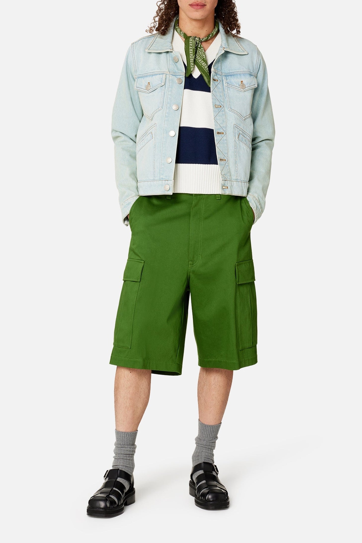 Bermuda cargo à poches plaquées - Evergreen