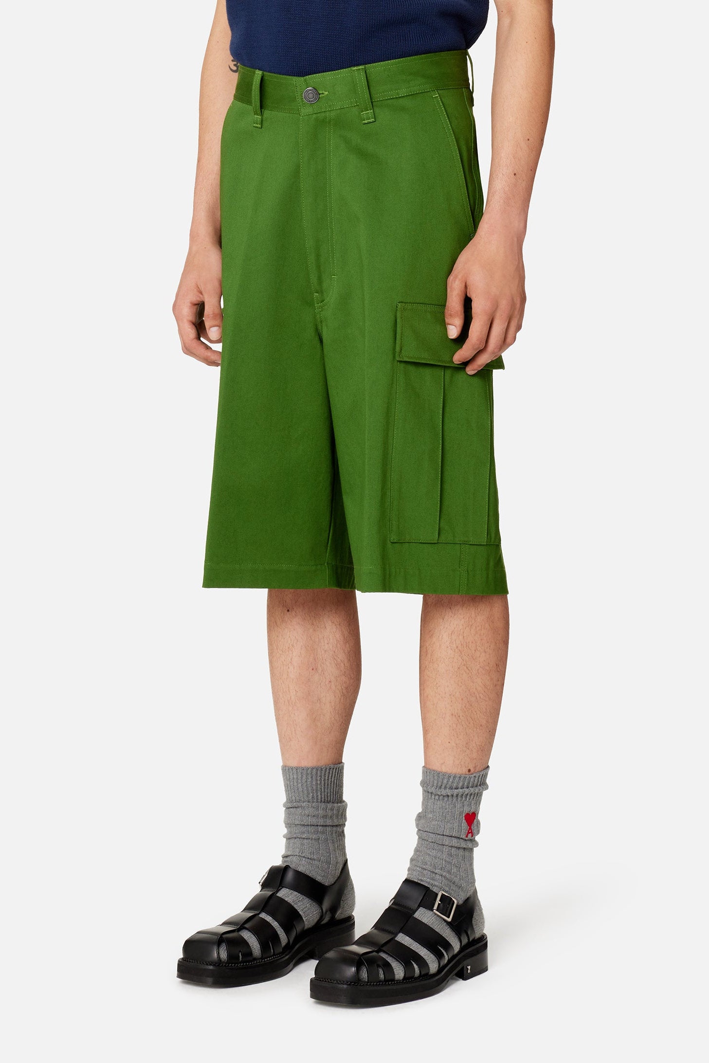 Bermuda cargo à poches plaquées - Evergreen