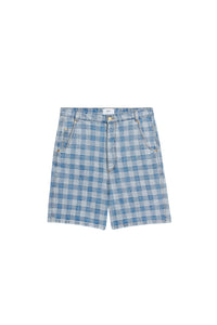 Bermuda Alex à motif vichy en denim - Bleached Blue