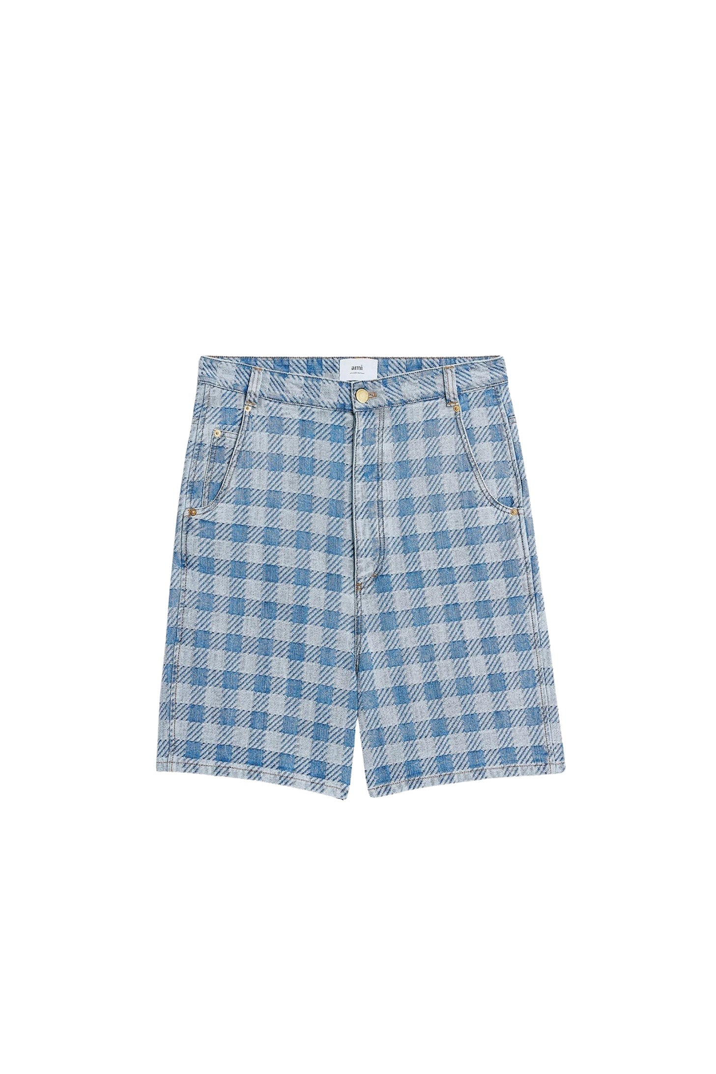 Bermuda Alex à motif vichy en denim - Bleached Blue