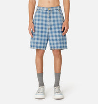 Bermuda Alex à motif vichy en denim - Bleached Blue