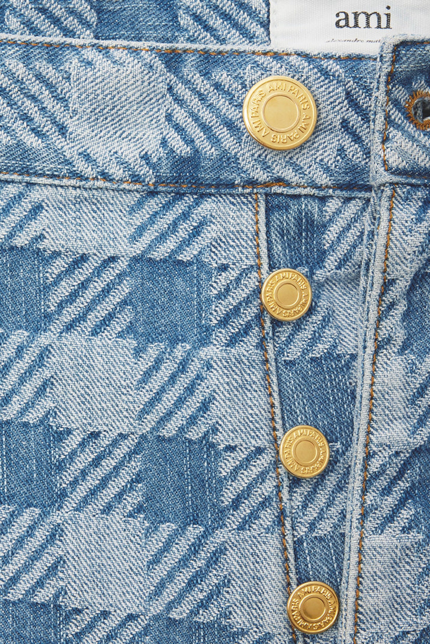 Bermuda Alex à motif vichy en denim - Bleached Blue