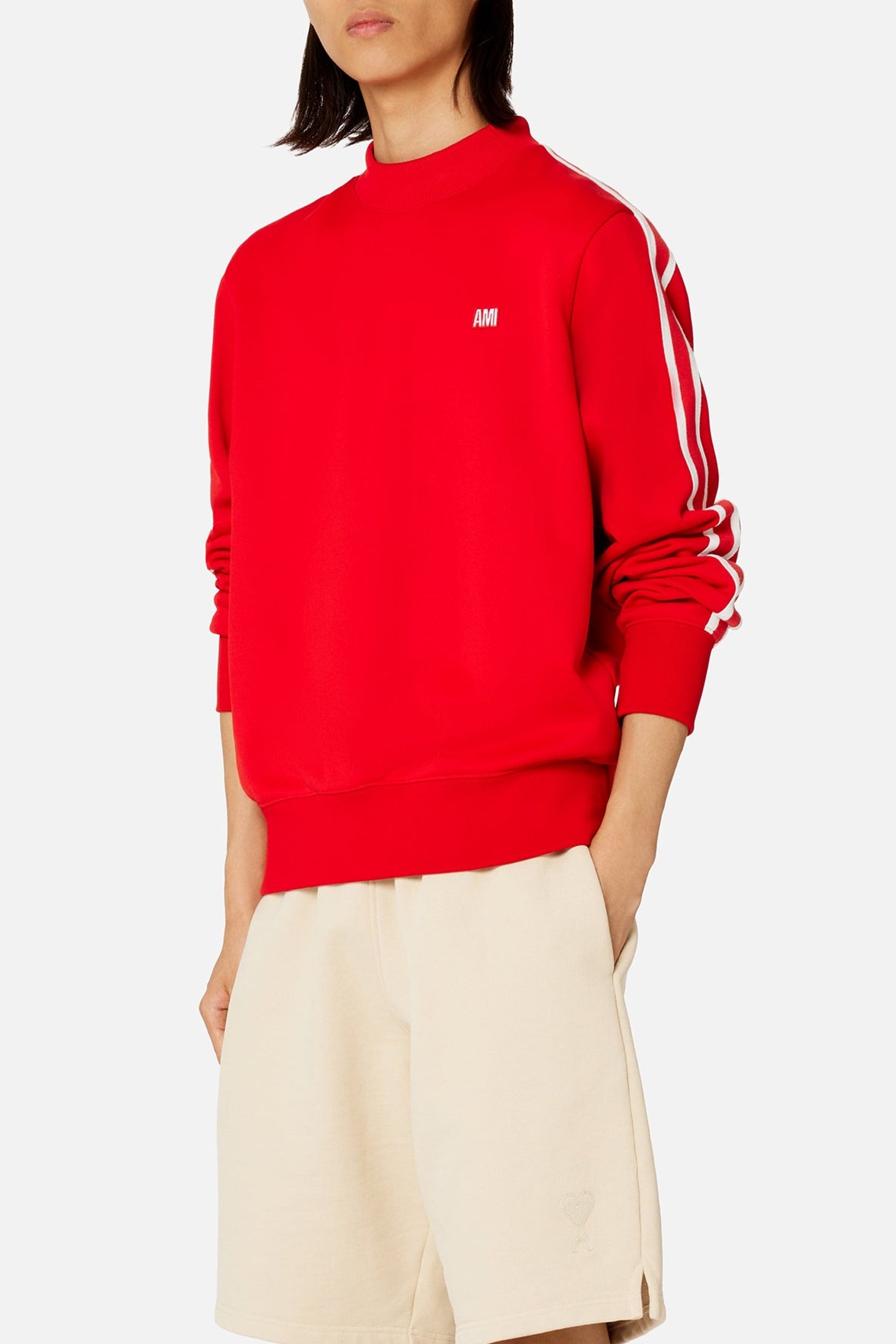 Sweatshirt à col rond avec écusson brodé - Scarlet Red