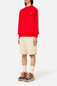 Sweatshirt à col rond avec écusson brodé - Scarlet Red
