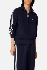 Sweatshirt zippé avec écusson brodé - Nautic Blue