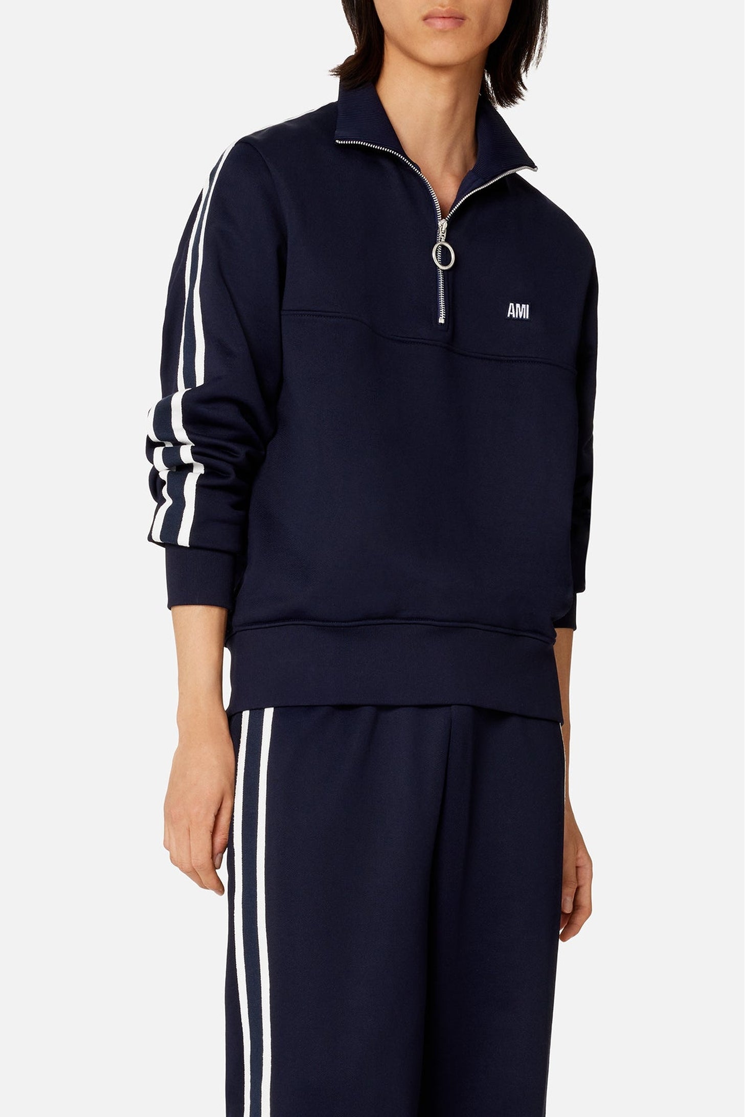 Sweatshirt zippé avec écusson brodé - Nautic Blue