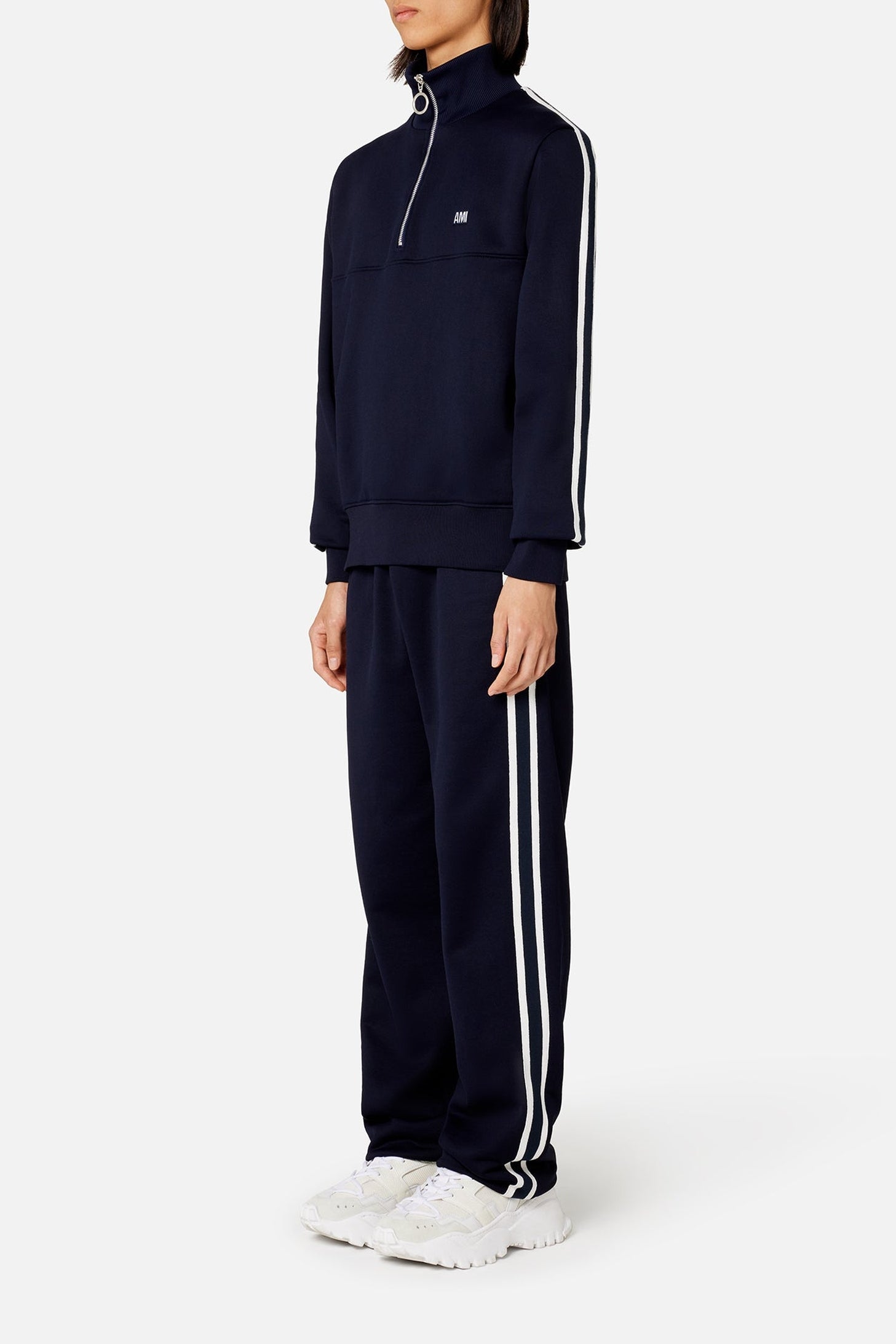 Sweatshirt zippé avec écusson brodé - Nautic Blue