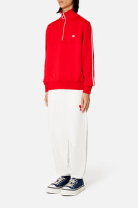 Sweatshirt zippé avec écusson brodé - Scarlet Red
