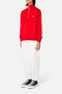 Sweatshirt zippé avec écusson brodé - Scarlet Red