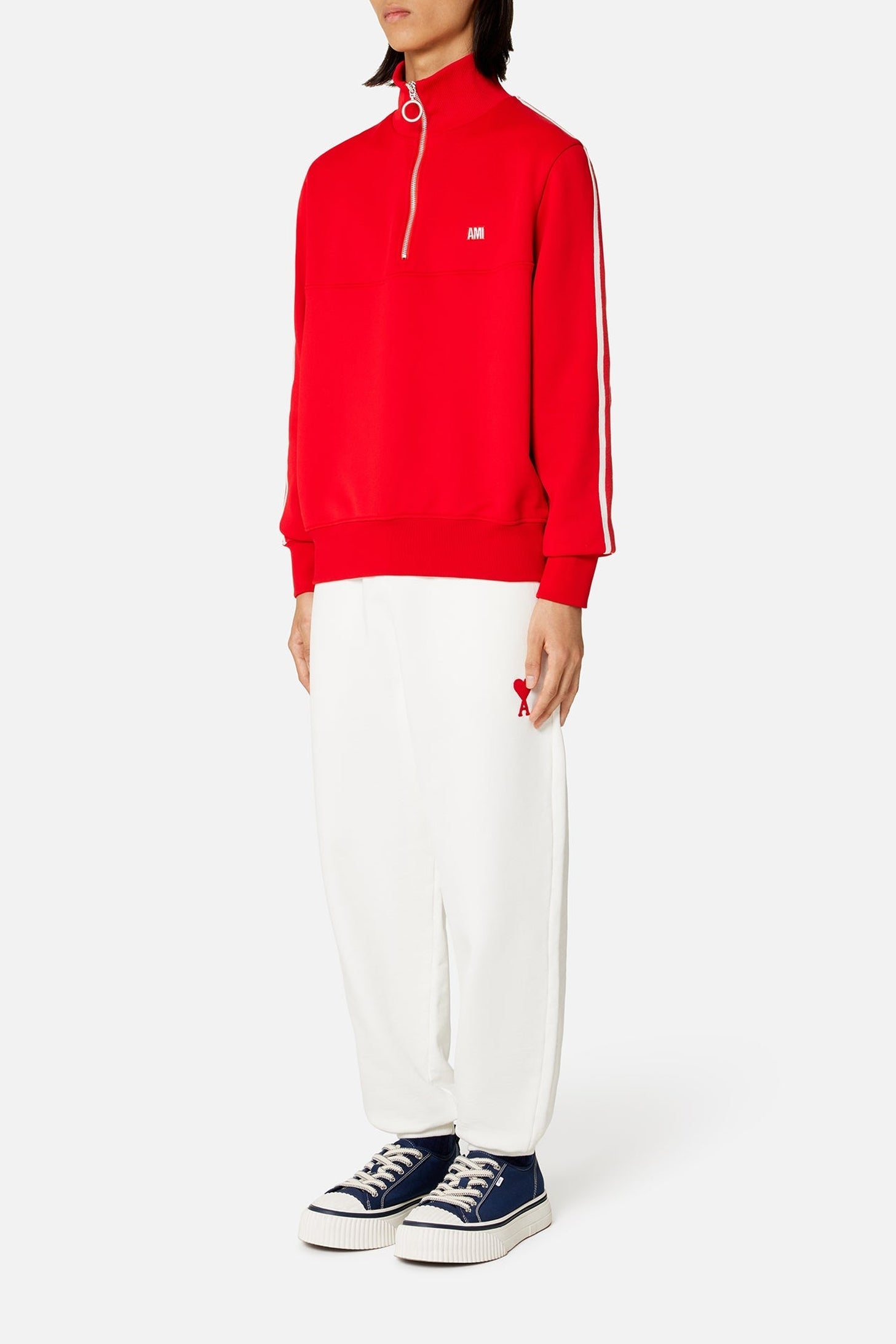 Sweatshirt zippé avec écusson brodé - Scarlet Red