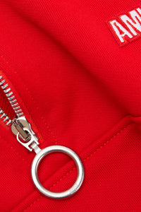 Sweatshirt zippé avec écusson brodé - Scarlet Red