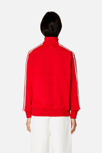 Sweatshirt zippé avec écusson brodé - Scarlet Red