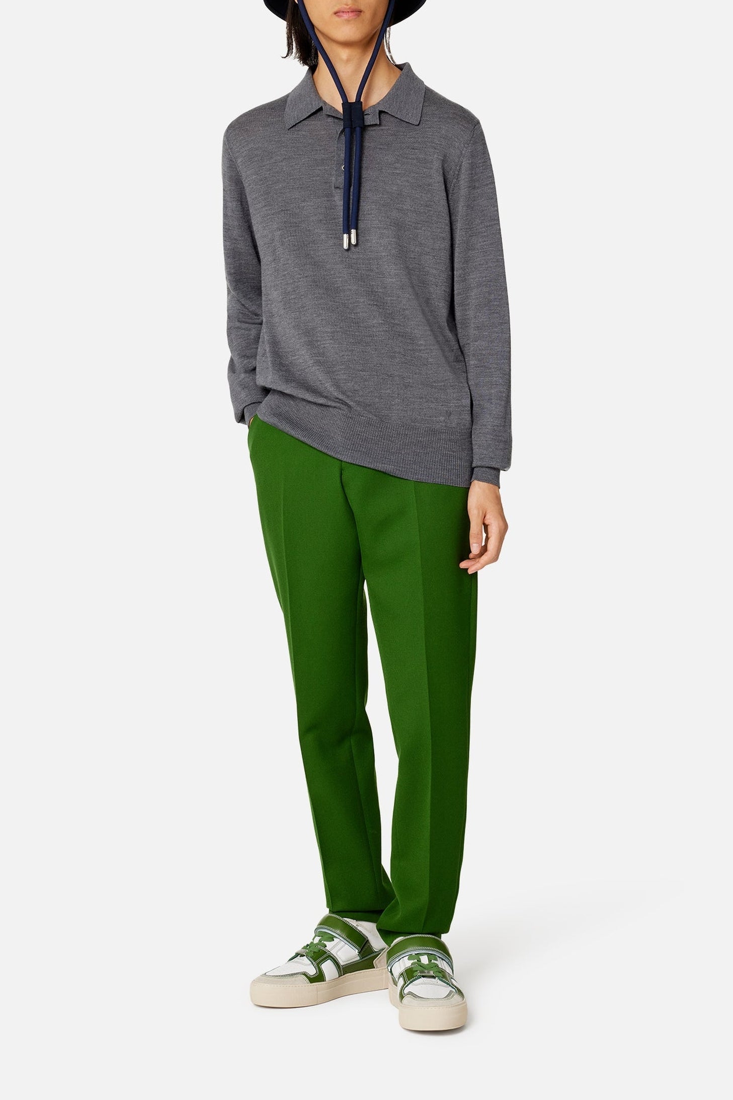 Pantalon coupe cigarette en laine mélangée - Evergreen