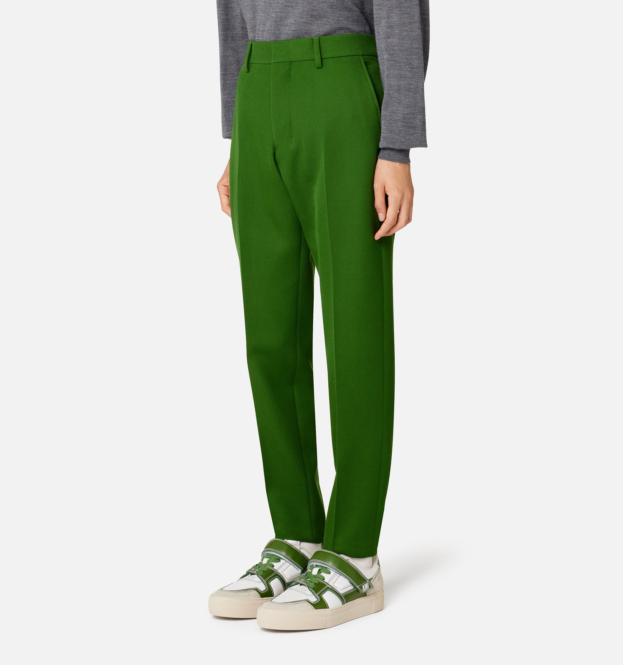 Pantalon coupe cigarette en laine mélangée - Evergreen