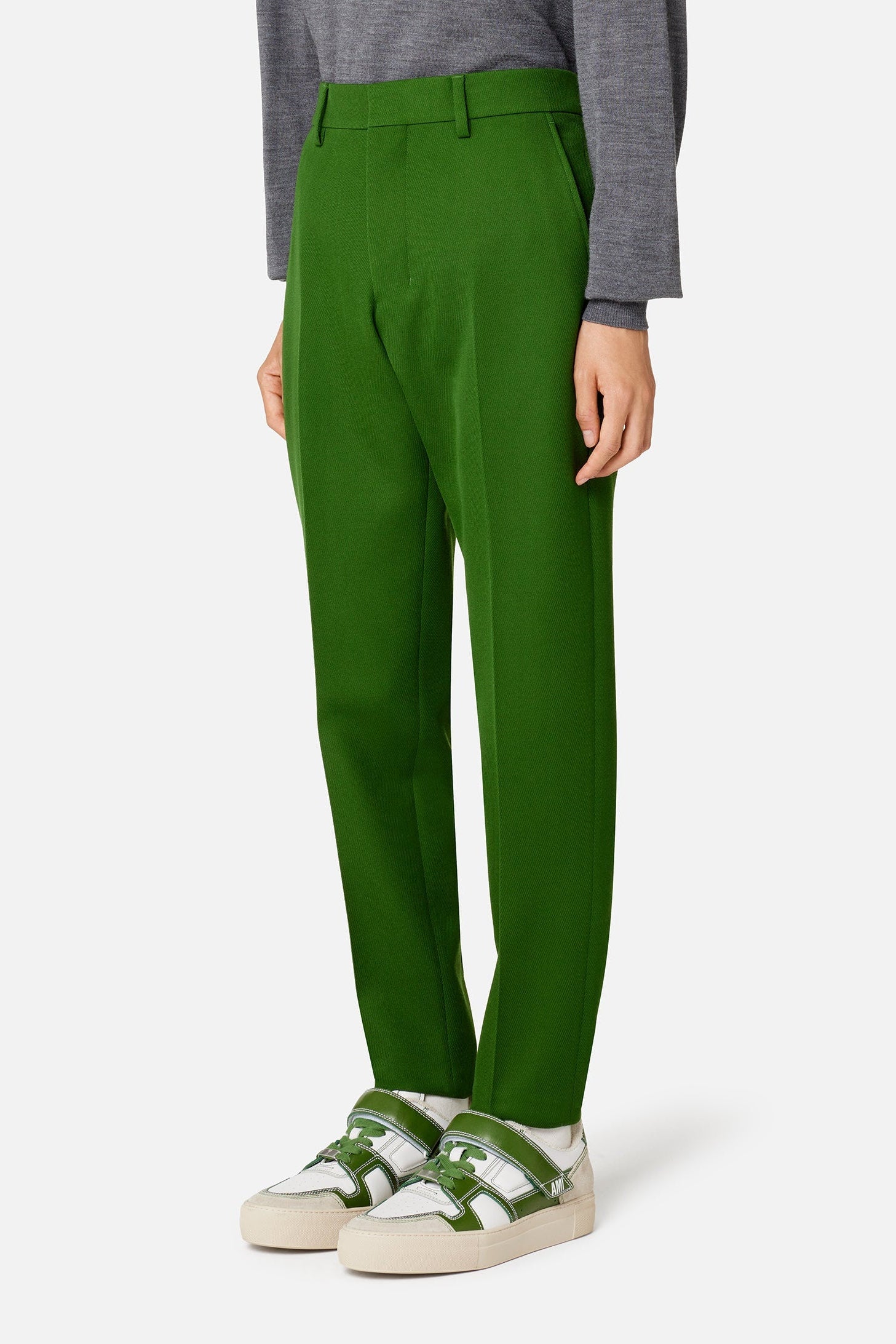 Pantalon coupe cigarette en laine mélangée - Evergreen