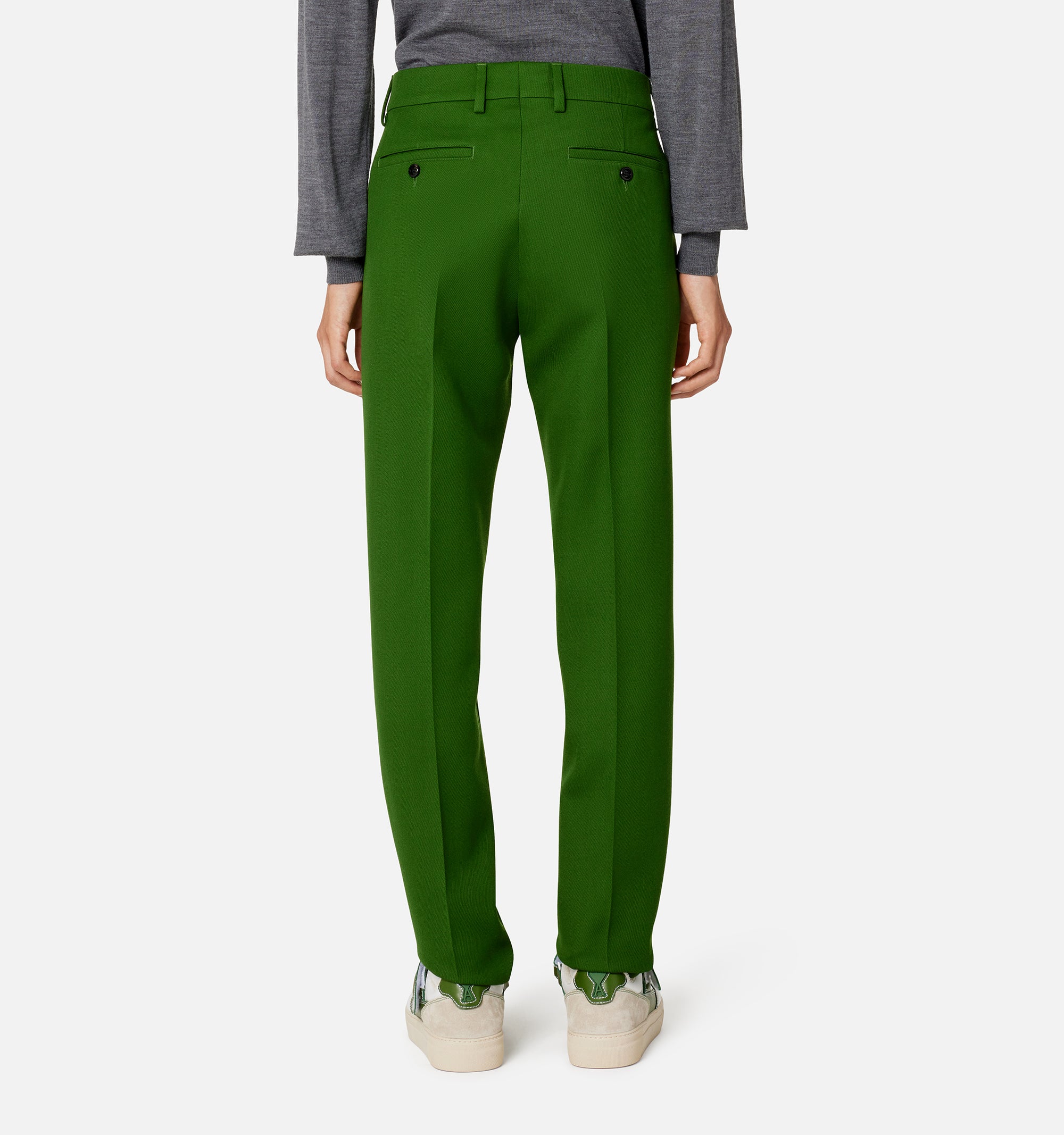 Pantalon coupe cigarette en laine mélangée - Evergreen