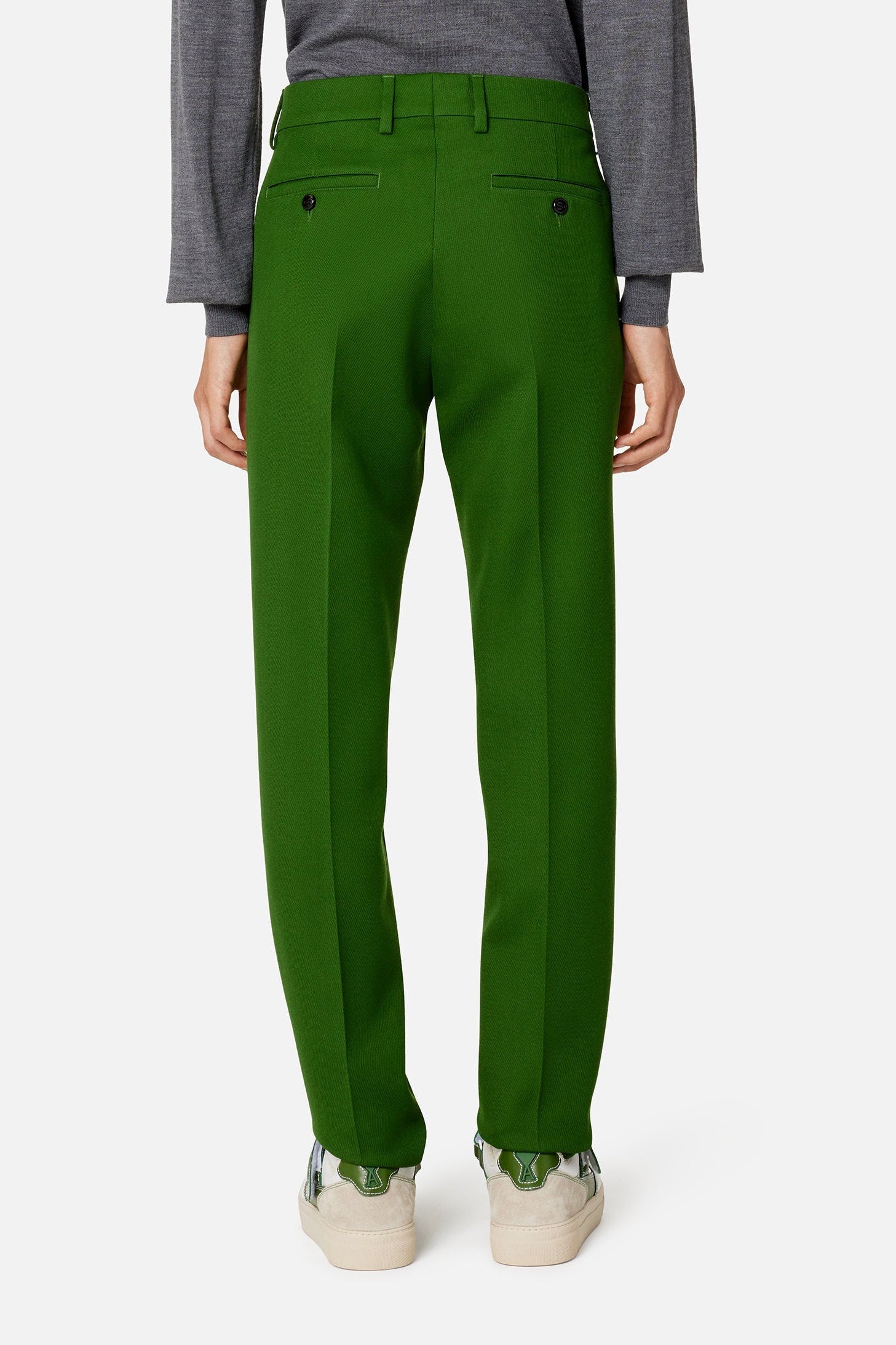 Pantalon coupe cigarette en laine mélangée - Evergreen