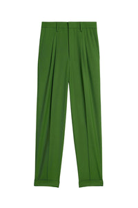 Pantalon coupe carotte en laine mélangée - Evergreen