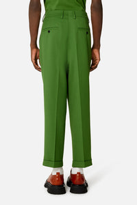 Pantalon coupe carotte en laine mélangée - Evergreen