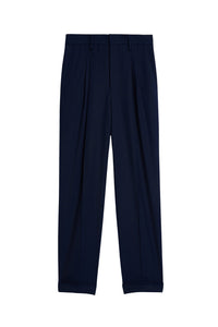 Pantalon coupe carotte en laine mélangée - Nautic Blue
