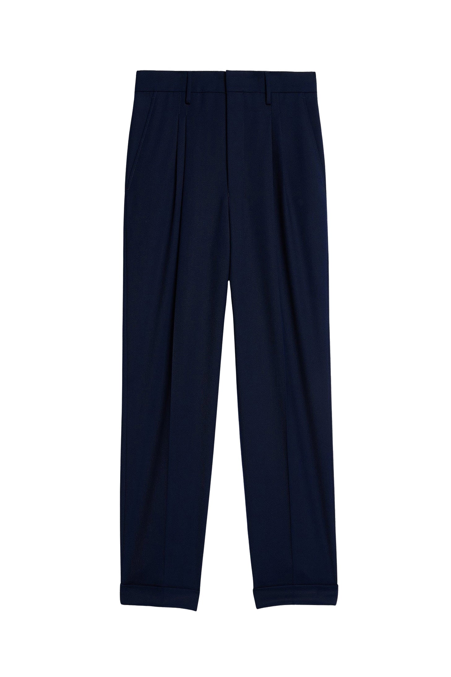 Pantalon coupe carotte en laine mélangée - Nautic Blue