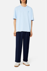 Pantalon coupe carotte en laine mélangée - Nautic Blue