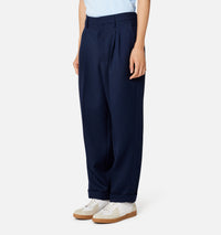 Pantalon coupe carotte en laine mélangée - Nautic Blue